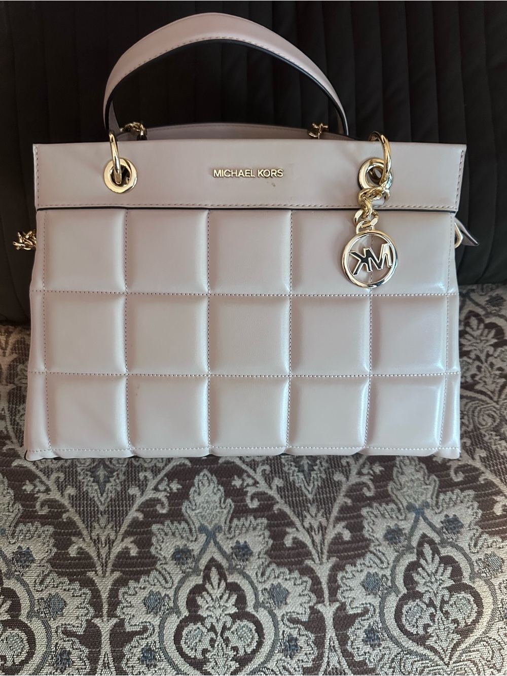Michael Kors Quilted Top-Handle Satchel in Pale Pink